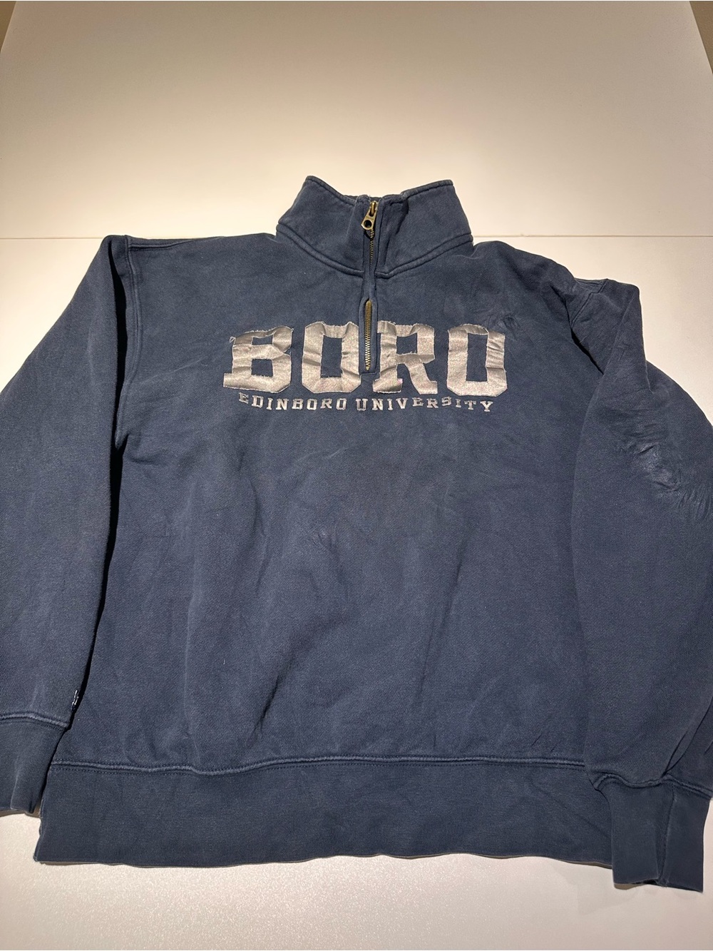 Jansport Navy Quarter-Zip Pullover with 'BORO' Chest Graphic